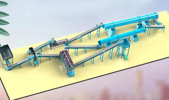 Linea di produzione di fertilizzanti organici completamente automatica con tasso di granulazione >98% e capacità 1-2t/h
