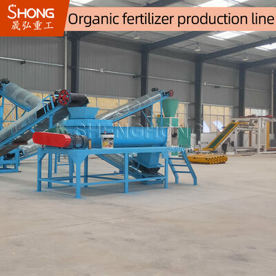 Linea di produzione di fertilizzanti organici con macchine granulatrici a denti di agitazione per granuli di forma rotonda con umidità inferiore al 10% e capacità da 1 a 20 mila tonnellate/anno