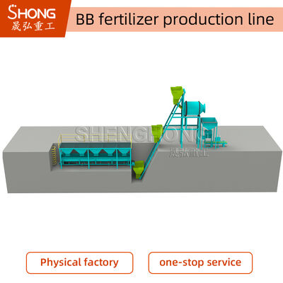 Linea di produzione di fertilizzanti BB personalizzata da 1 a 10 t/h con dimensioni di pellet da 3-5 mm e tensione da 380 V per la miscelazione di fertilizzanti